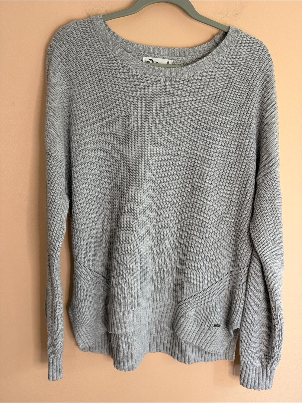 Hollister Light Gray Crewneck Knit Sweater